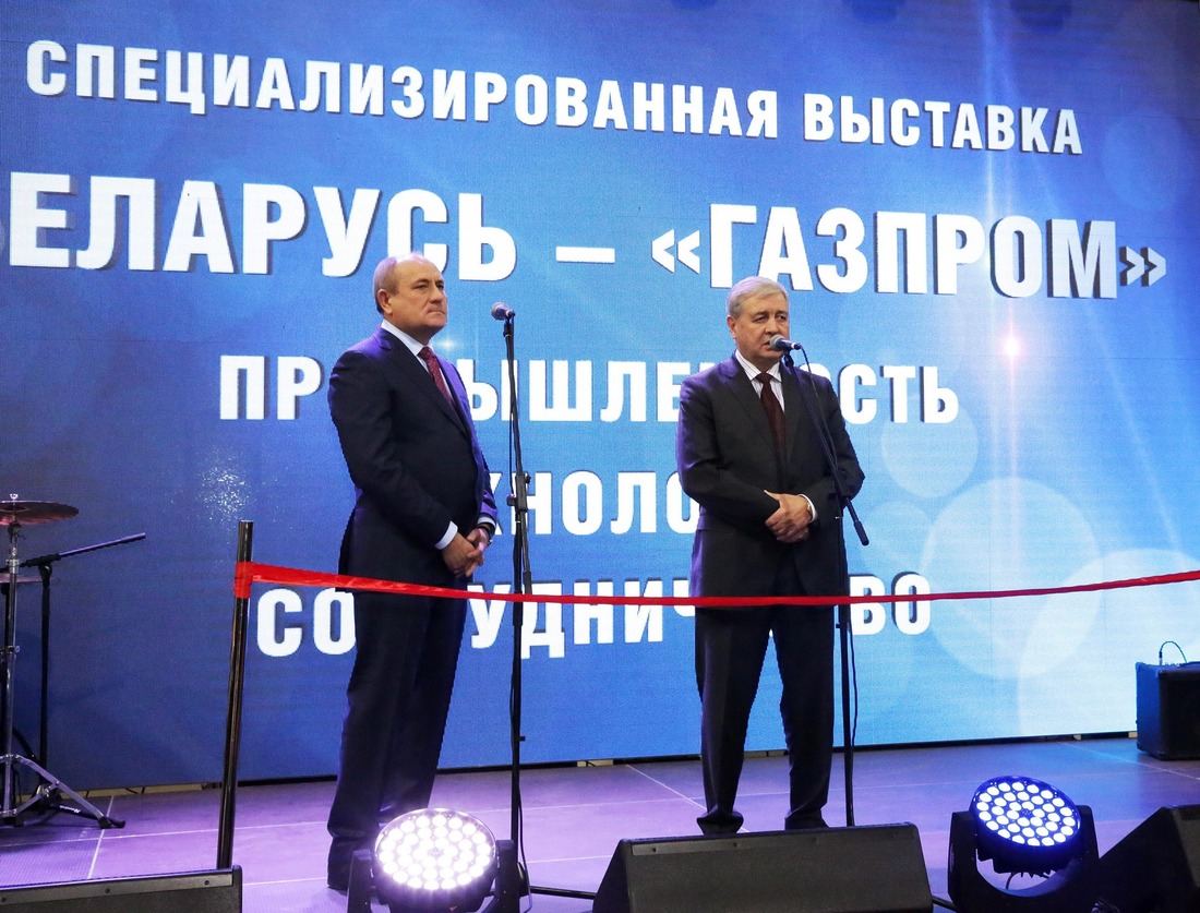 Виталий Маркелов (слева) и Владимир Семашко во время торжественной церемонии открытия выставки